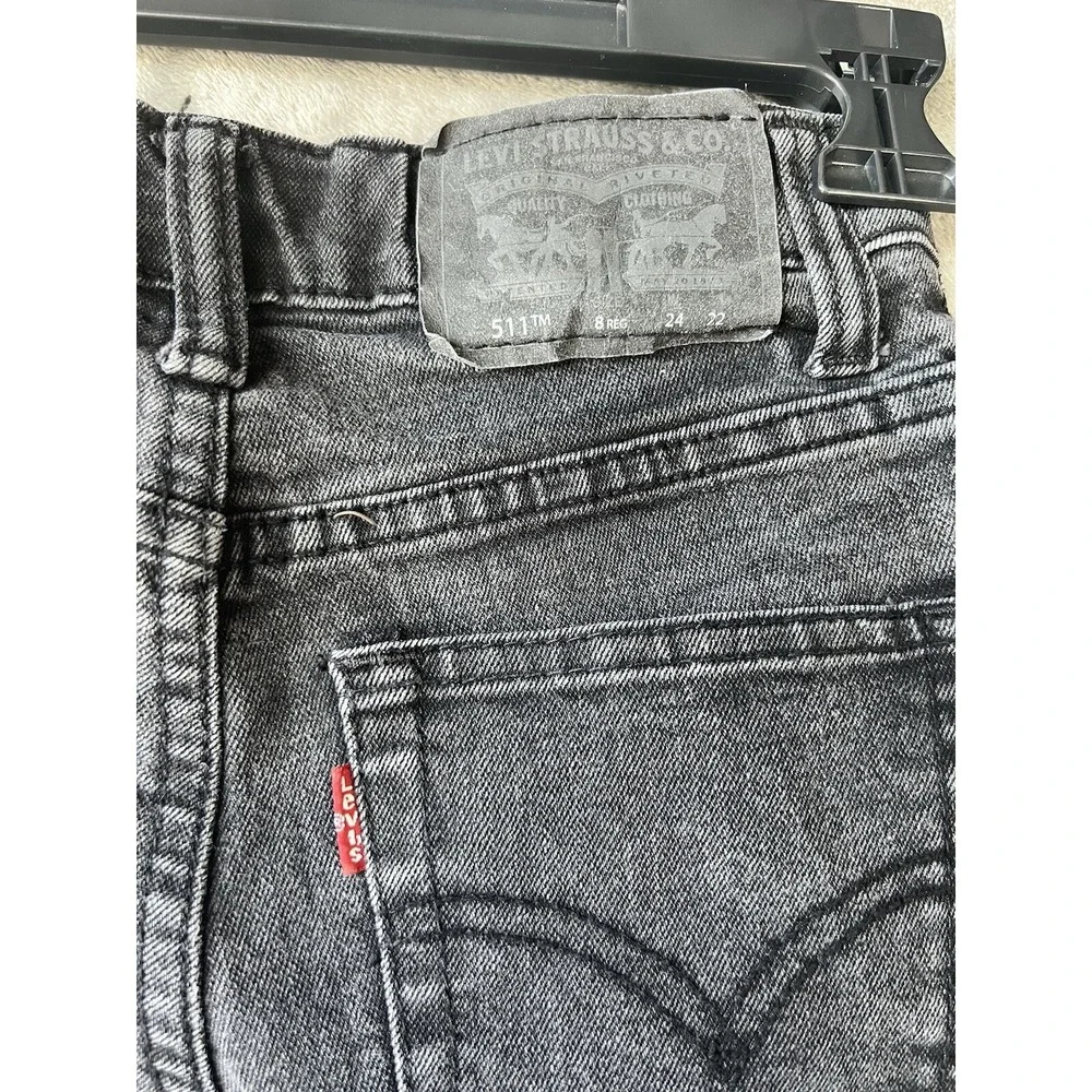 Levi's 511 Jeans Boys Slim 24x22 8 Reg‎ Black Stone Wash